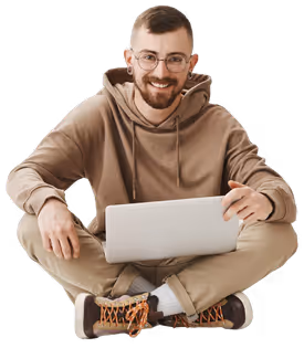 Hombre sosteniendo computador